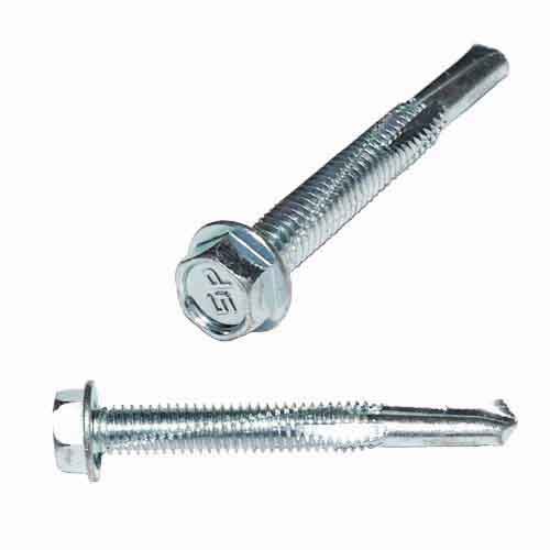 TEK5012112 #12-24 X 1-1/2" Hex Washer Head, Self-Drilling Screw, #5 Point, Zinc